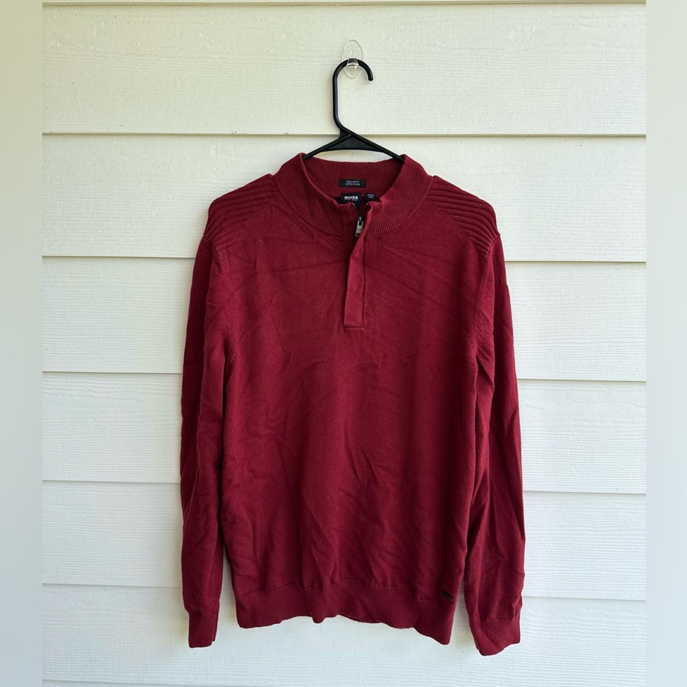 Izod Red Zip Up Sweater Classic Knit